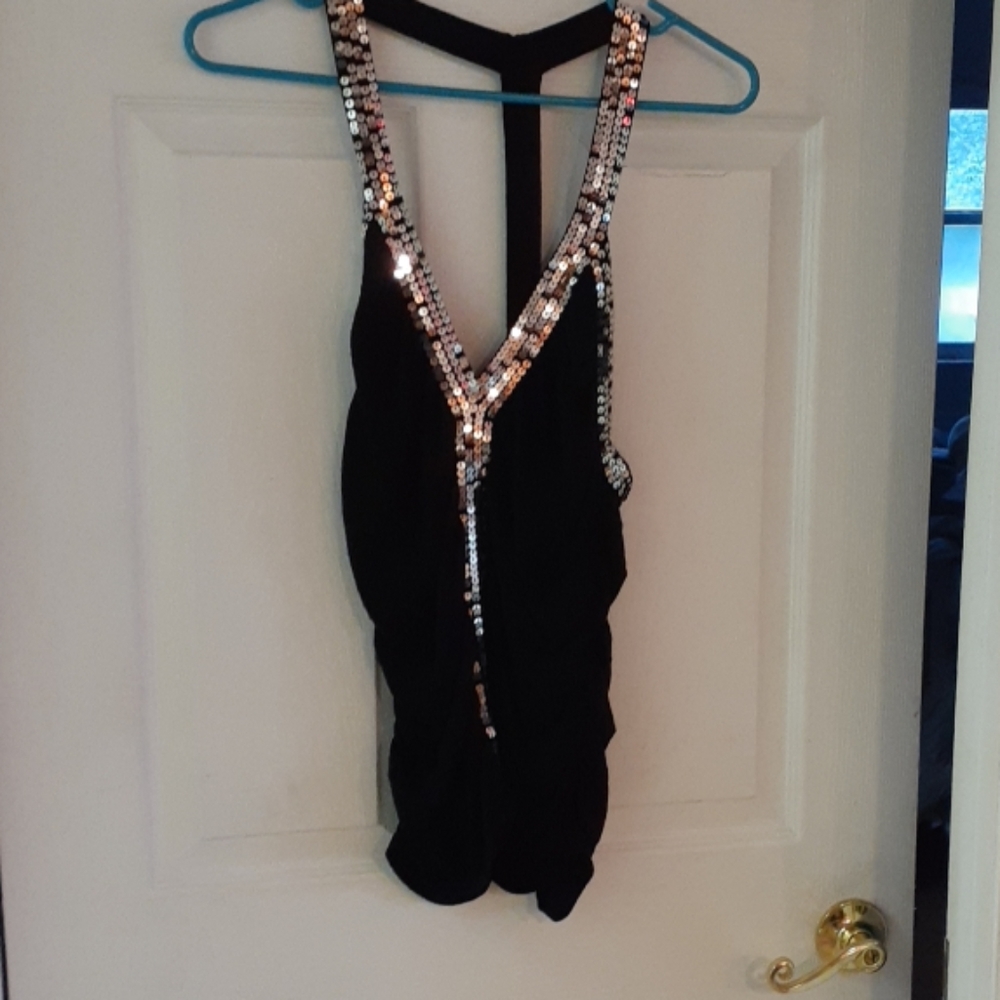 Womens Black silver dressy  tank top